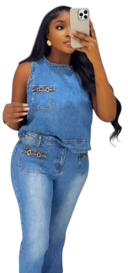 Ladies denim two-piece set