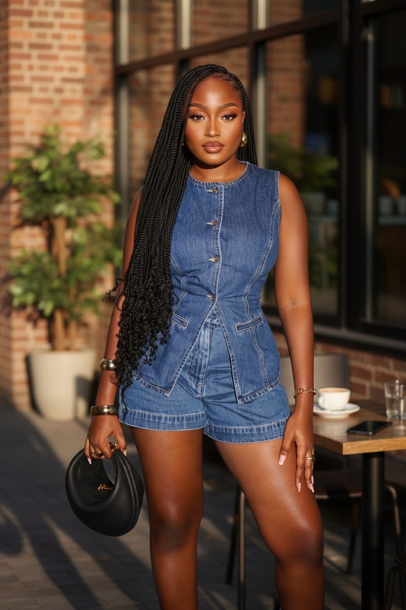 Stylish two-piece denim set